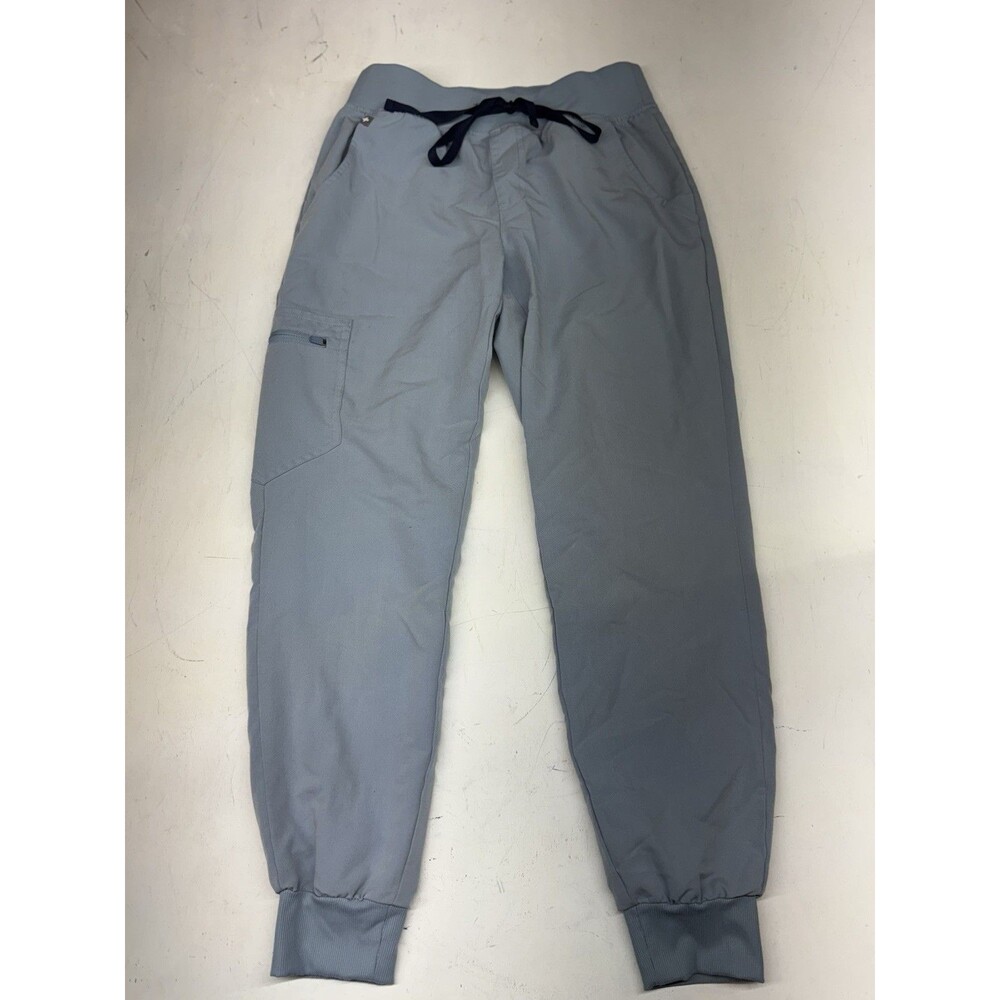 FIGS Zamora Jogger Scrub Pants Womens Size XS Gray Blue Pull On Elastic Waist